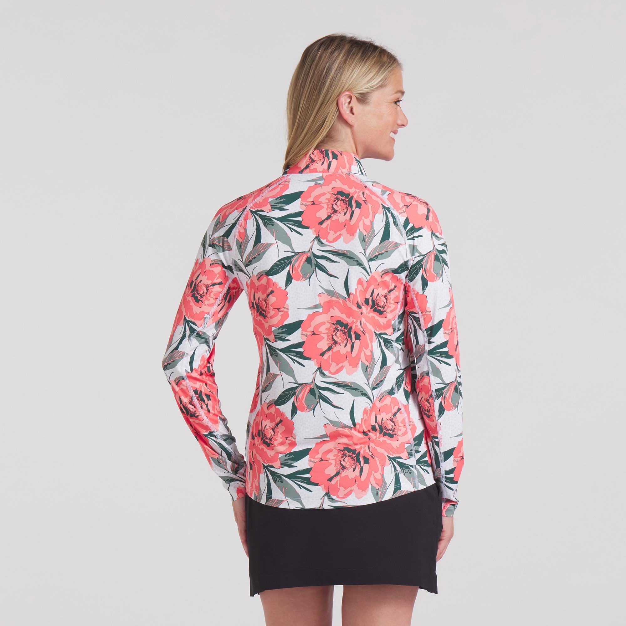Puma You-V Beautiful Game 1/4 Zip Ladies Golf Mid Layer White Glow/Peach